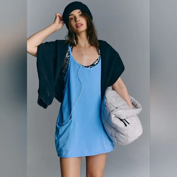 FP Movement Hot Shot Mini Dress Blueberry M Lavender Pale Blue Free People New - Picture 1 of 13